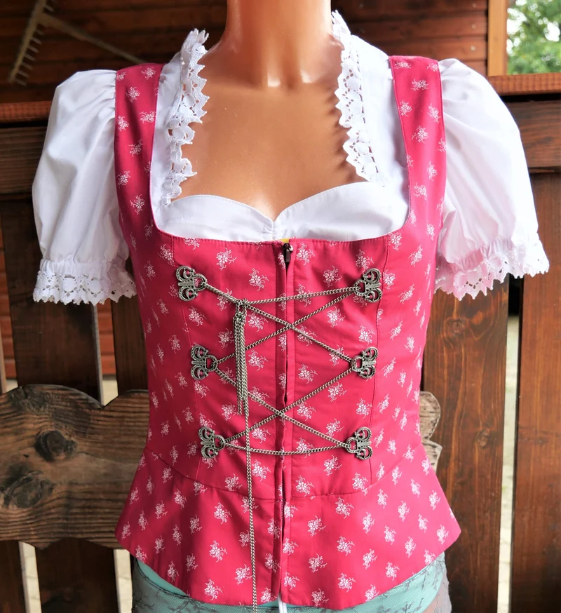 Trachten Mieder, Spencer, Almsach, Resi, Baumwolle, pink