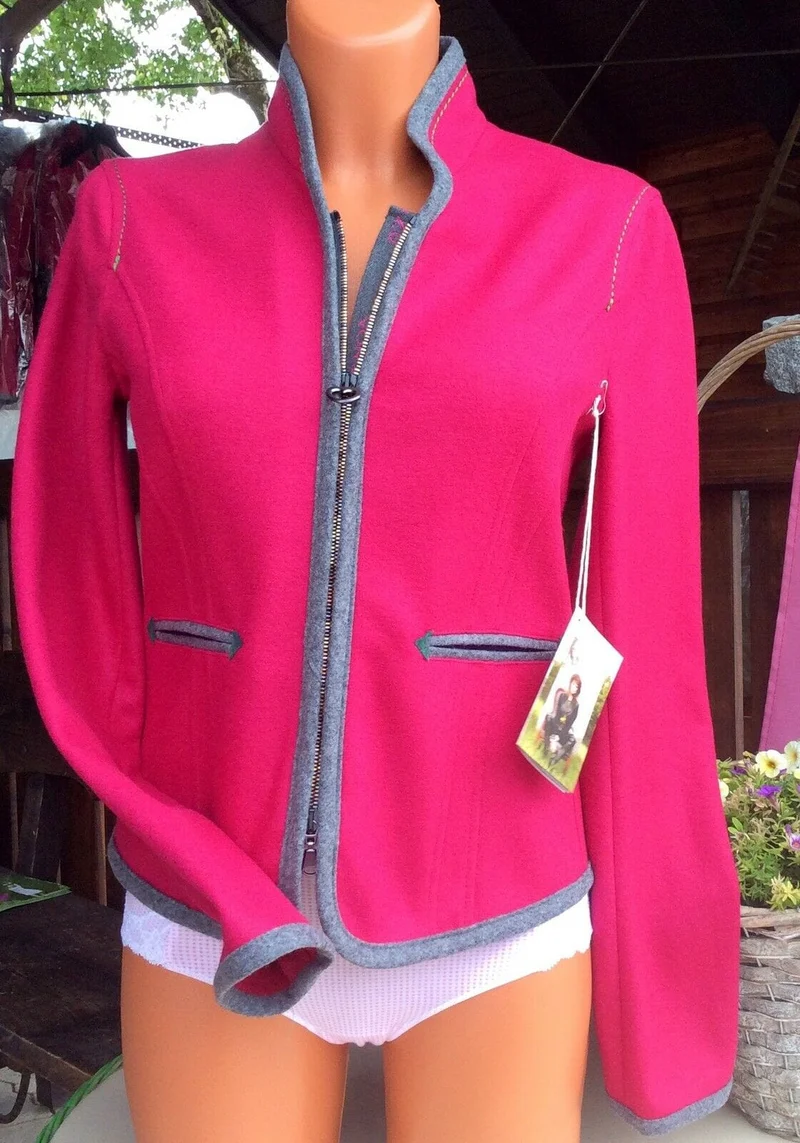 Trachten Jacke, von&zu Basset, grau, pink, Walkjacke