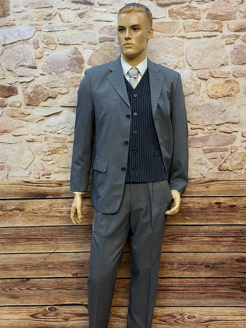 20er Jahre Herren Outfit Grau – britischer 1920er-Jahre-Stil, Komplettset Gr. 50