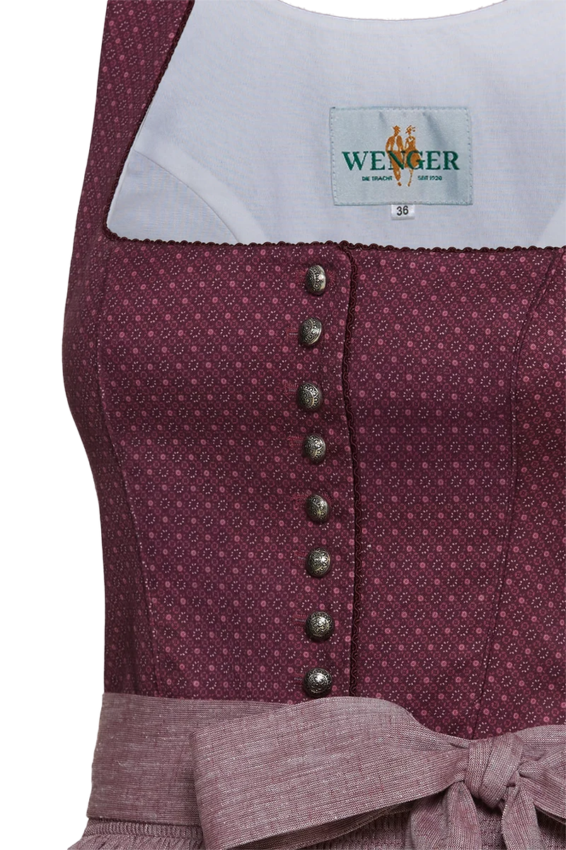 Baumwolldirndl lang mit Leinenschürze