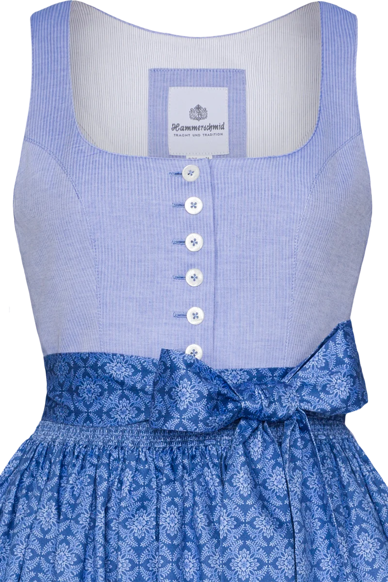 Baumwolldirndl lang gestreift mit floraler Schürze