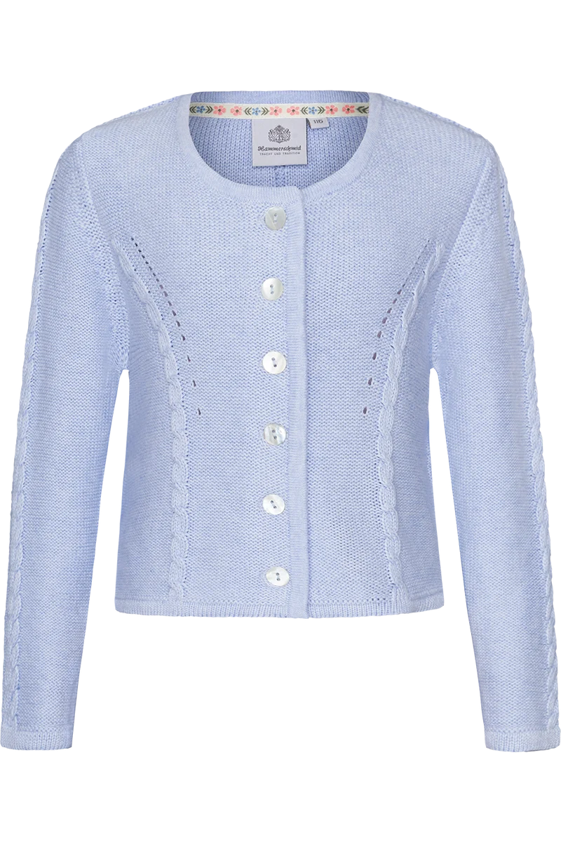 Mädchen Strickjacke kurz mit Perlmuttknöpfen