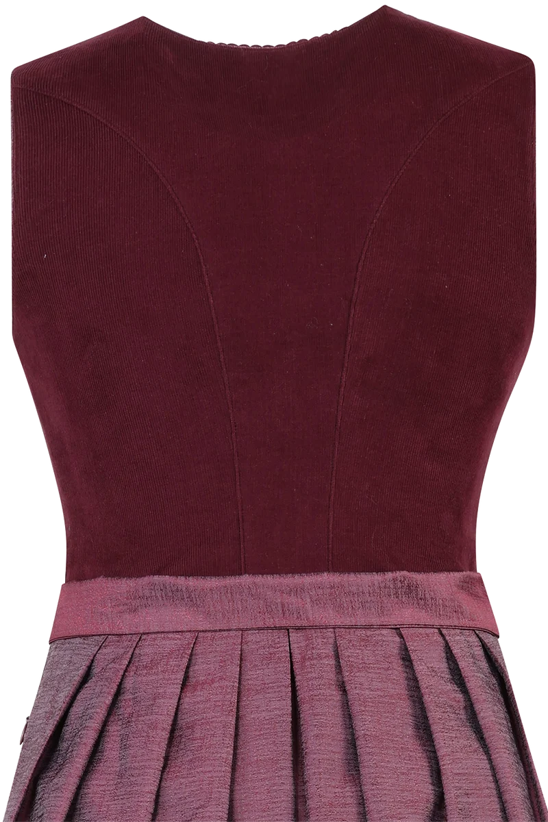 Monochromes Cord-Dirndl in Midilänge