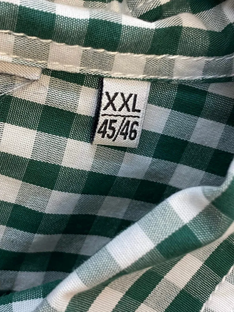 Trachtenhemd Herren grün kariert langarm Baumwolle Gr. 46 XXL
