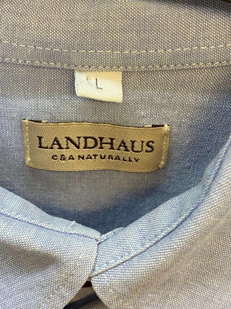 Trachtenhemd Herren blau Stickerei langarm Landhaus Gr. L