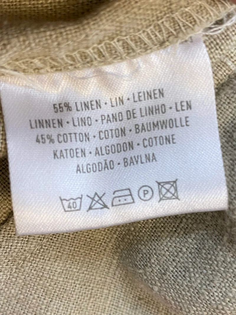 Trachtenhemd Herren Leinen kurzarm beige Landhaus Gr. 44 XL