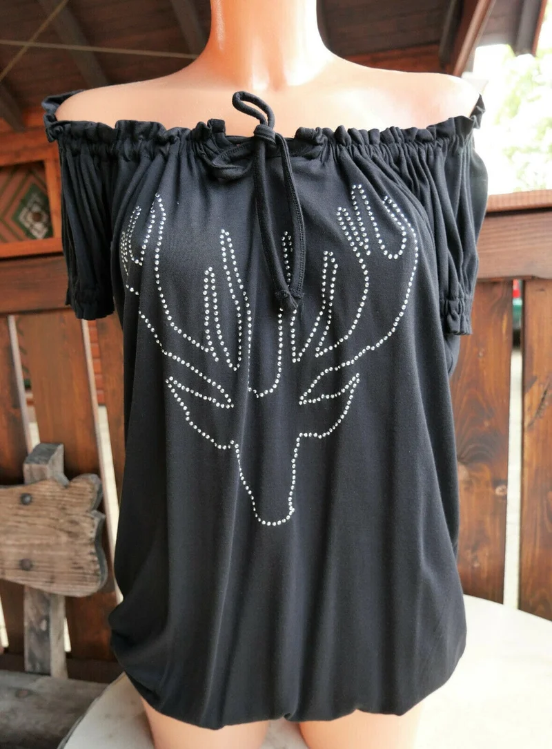 Trachten T-Shirt, HangOwear Livia, schwarz Carmen