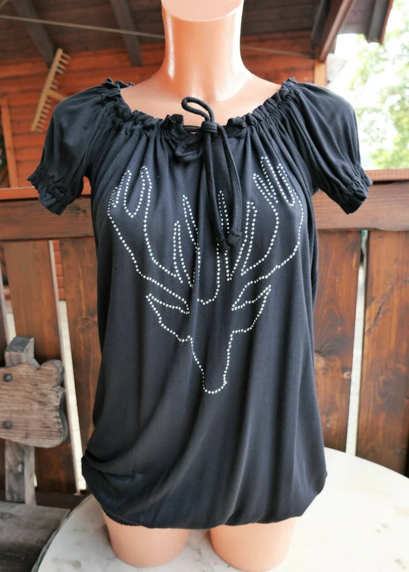 Trachten T-Shirt, HangOwear Livia, schwarz Carmen