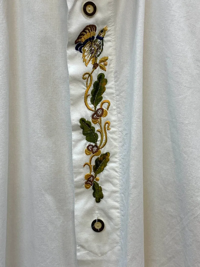 Vintage Trachtenhemd Herren Weiß Stickerei Größe Gr. 41