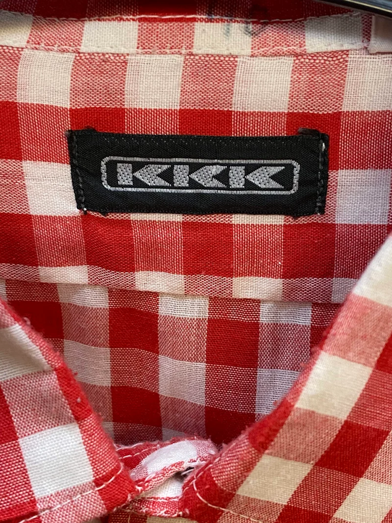 Vintage Trachtenhemd Herren Rot Weiß Kariert Größe 40