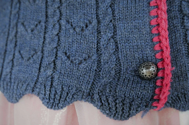 Trachten Jacke, Spieth & Wensky, Nostalgie, jeansblau/Himbeer