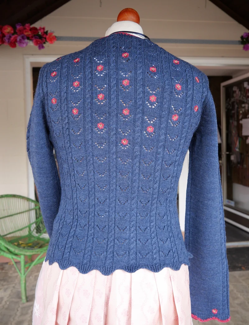 Trachten Jacke, Spieth & Wensky, Nostalgie, jeansblau/Himbeer