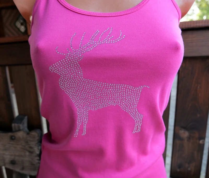 Trachtenshirt, Träger Top, Tu Felix Austria, Pink, Hirsch