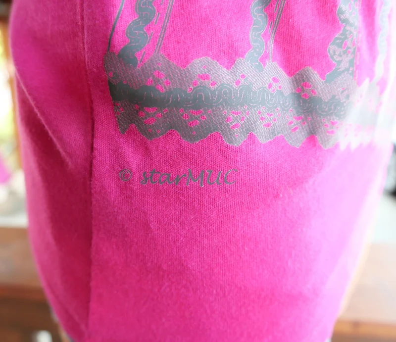 Trachtenshirt, pink, Mieder Aufdruck, Print, Gr. M