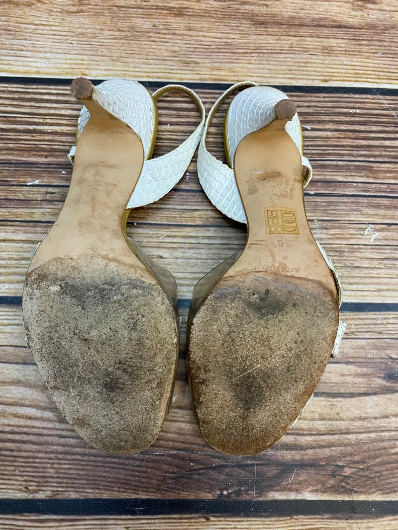 Vintage Schuhe Damen Gold Sandaletten Beverly Feldman Gr. 38