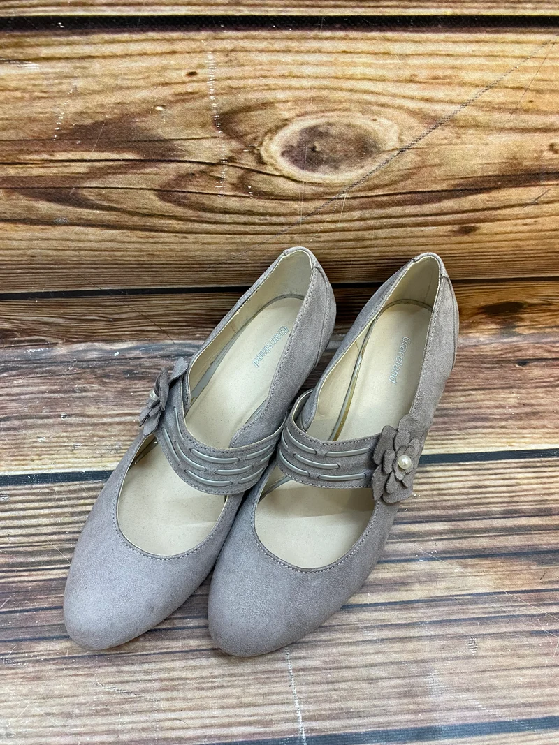Vintage Mary Jane Pumps Damen Taupe Gr. 39