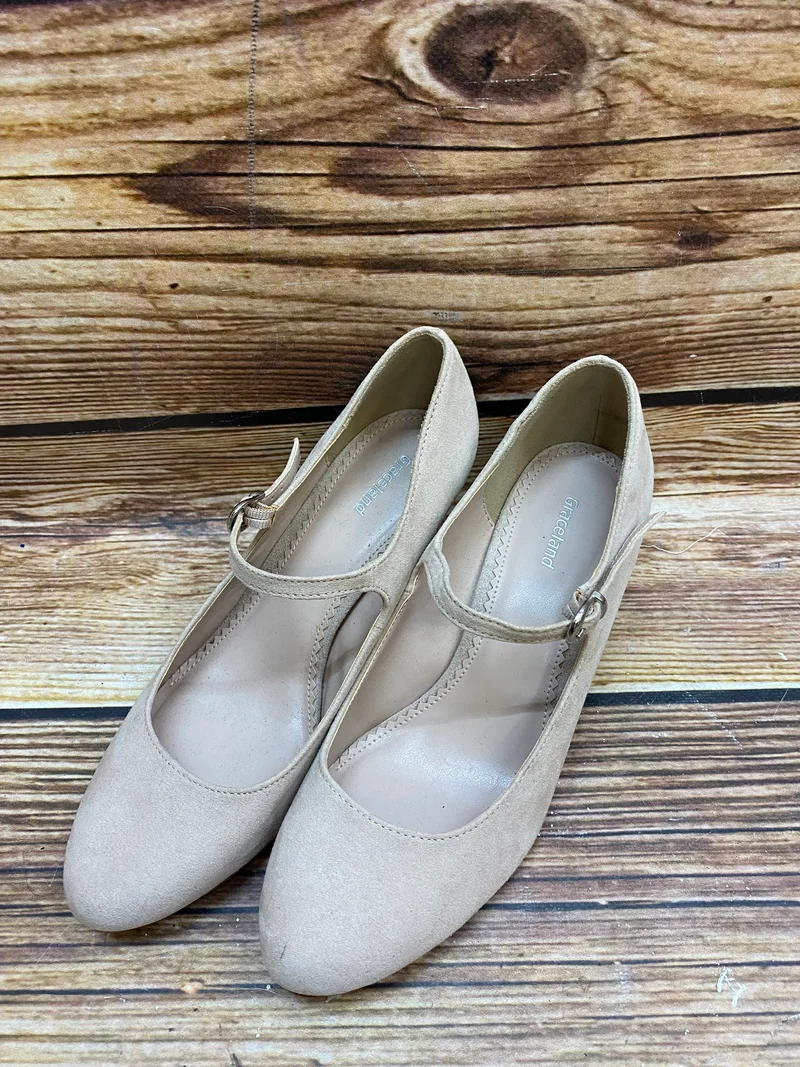 Vintage Mary Jane Pumps Damen Beige Gr. 38
