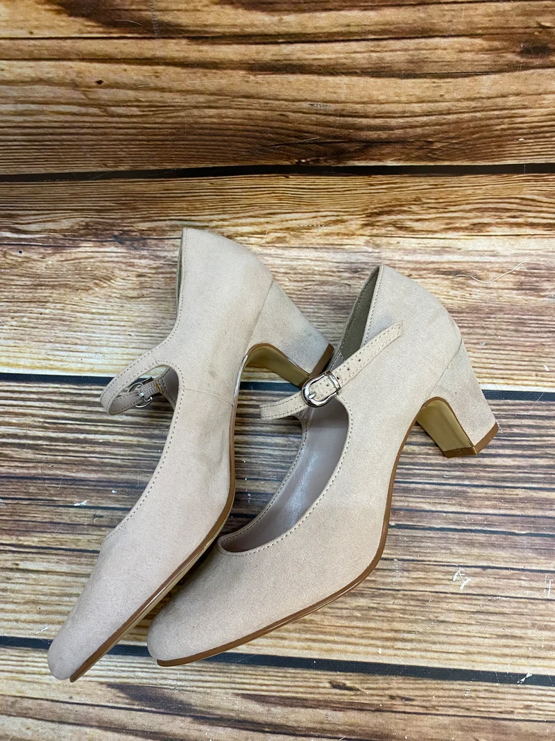Vintage Mary Jane Pumps Damen Beige Gr. 38