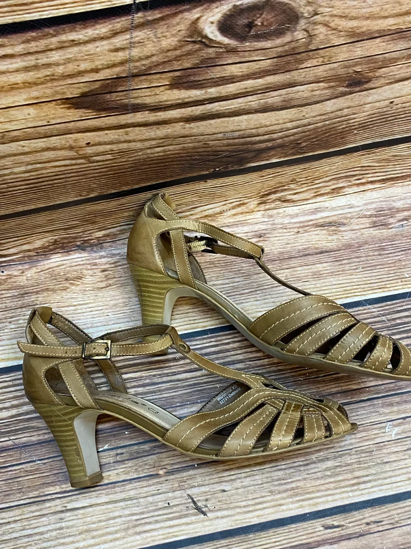 Vintage Riemchen Sandalen Damen Braun Leder Gr. 40