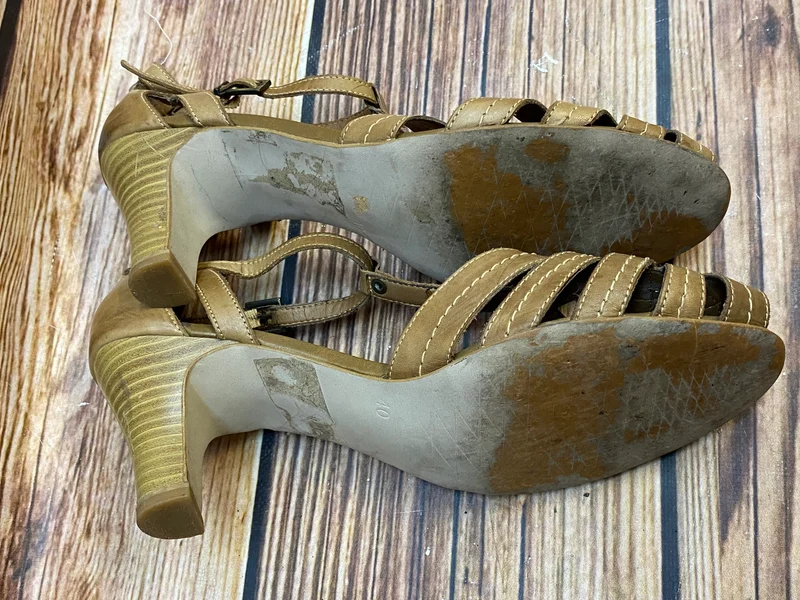Vintage Riemchen Sandalen Damen Braun Leder Gr. 40