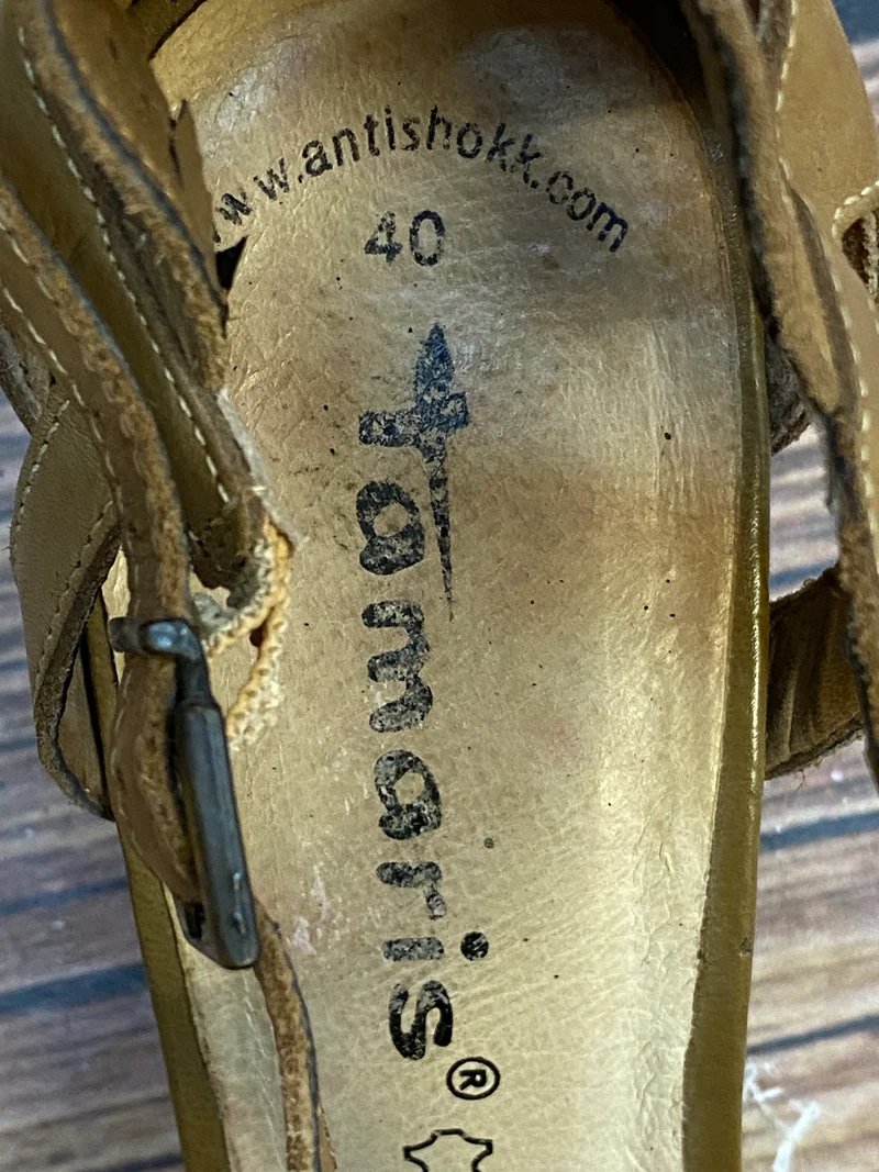 Vintage Riemchen Sandalen Damen Braun Leder Gr. 40