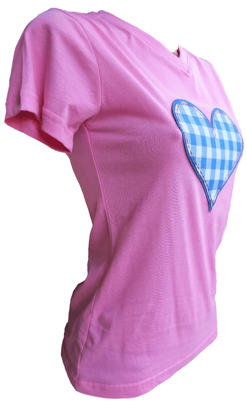 Trachtenshirt, Tu Felix Austria, Rosa, Herz, kariert