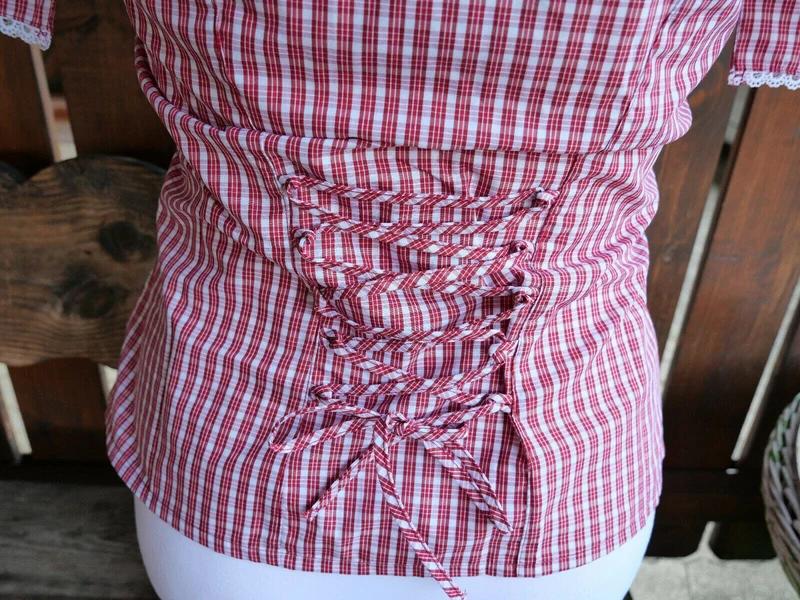 Trachtenbluse, Spieth & Wensky, Neumühl, Rot kariert