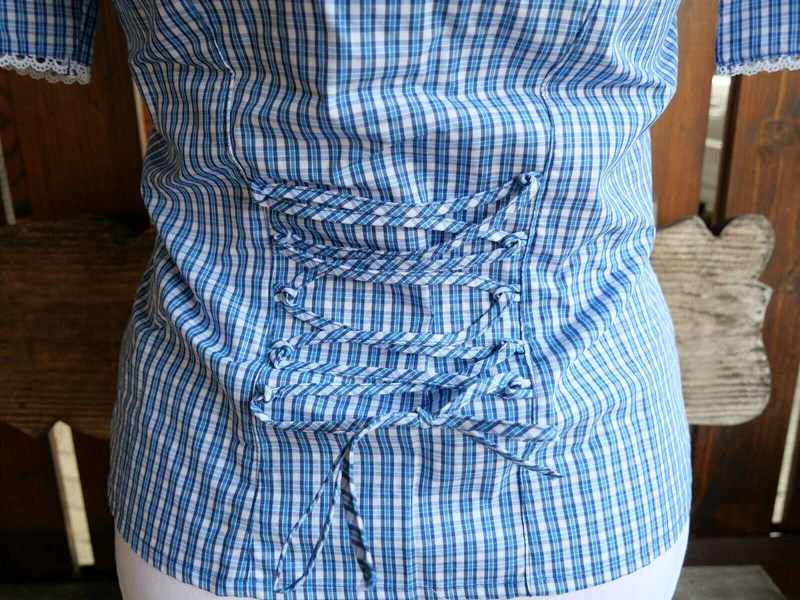 Trachtenbluse, Spieth & Wensky, Neumühl, Blau kariert