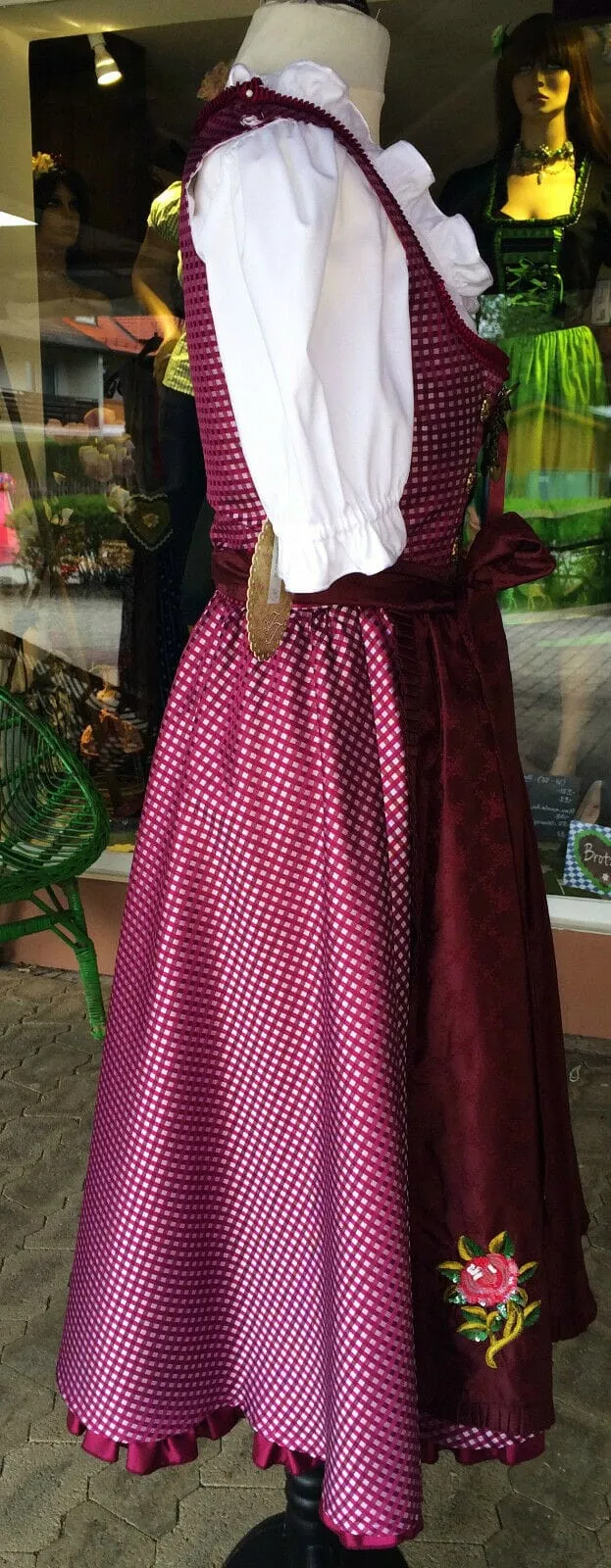 Dirndl Trentini, Josefine, bordeaux, Midi 70 cm, Gr. 32/34