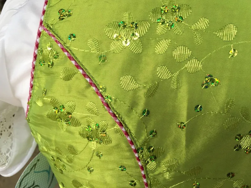 Dirndl Marjo, Gitta, apfel, rot, grün, Spitze, Midi 55 cm