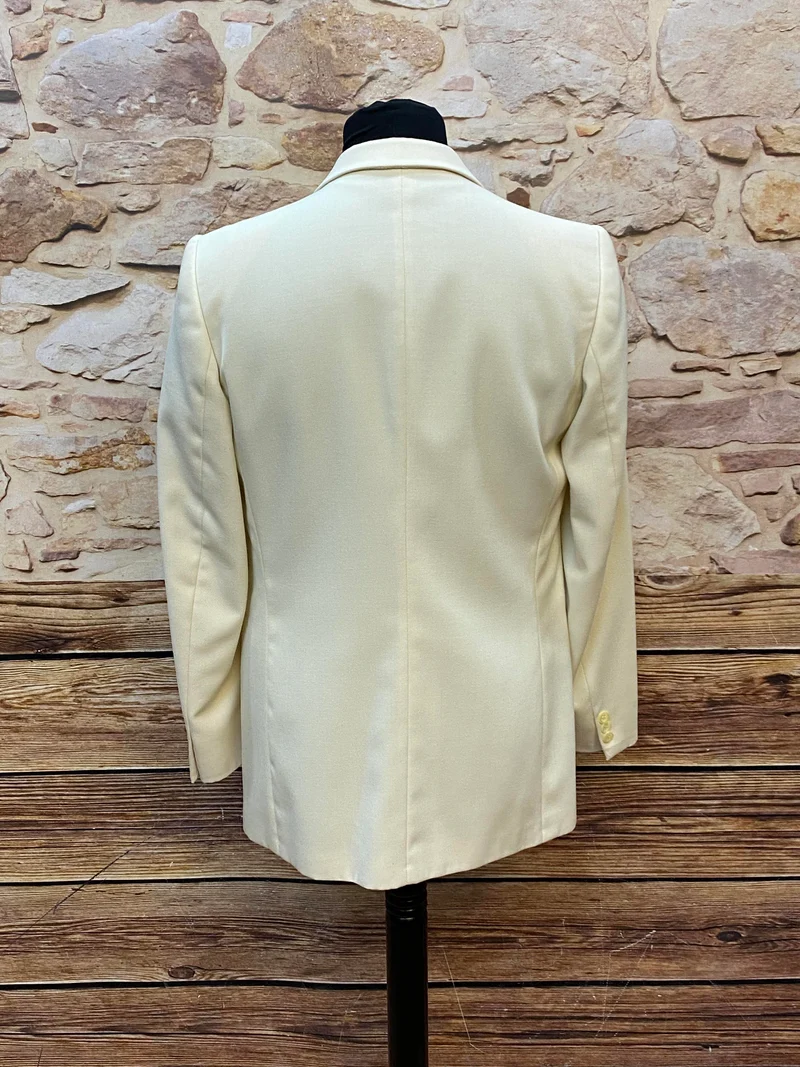 Vintage Dinner Jacket Herren Elfenbein Gr. 46 Schalkragen