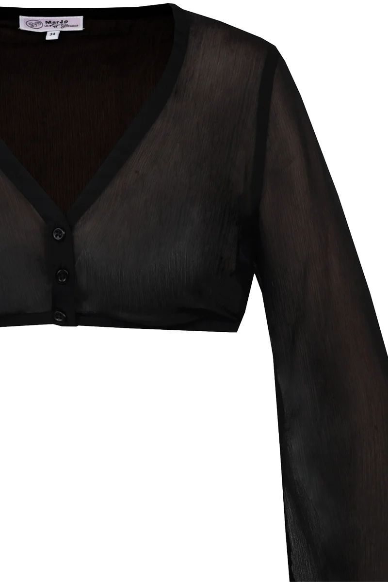 Dirndlbluse mit weiten Ärmeln - schwarz