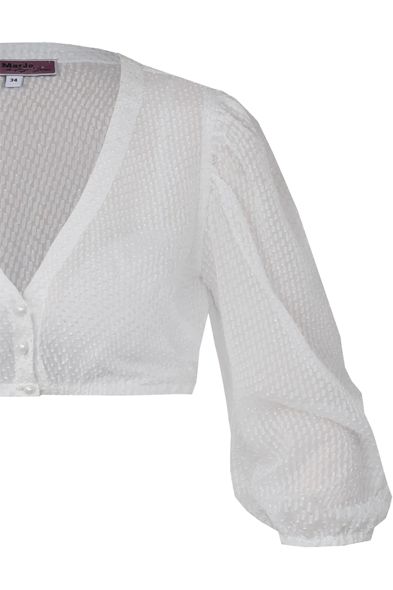Dirndlbluse aus Chiffon mit 3/4-Puffärmeln