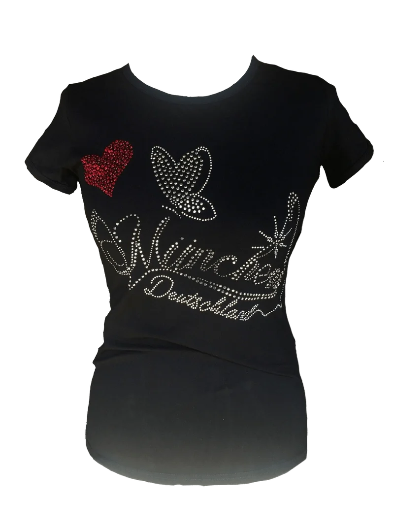 Trachtenshirt, München, schwarz, Strass, Herz Stadt
