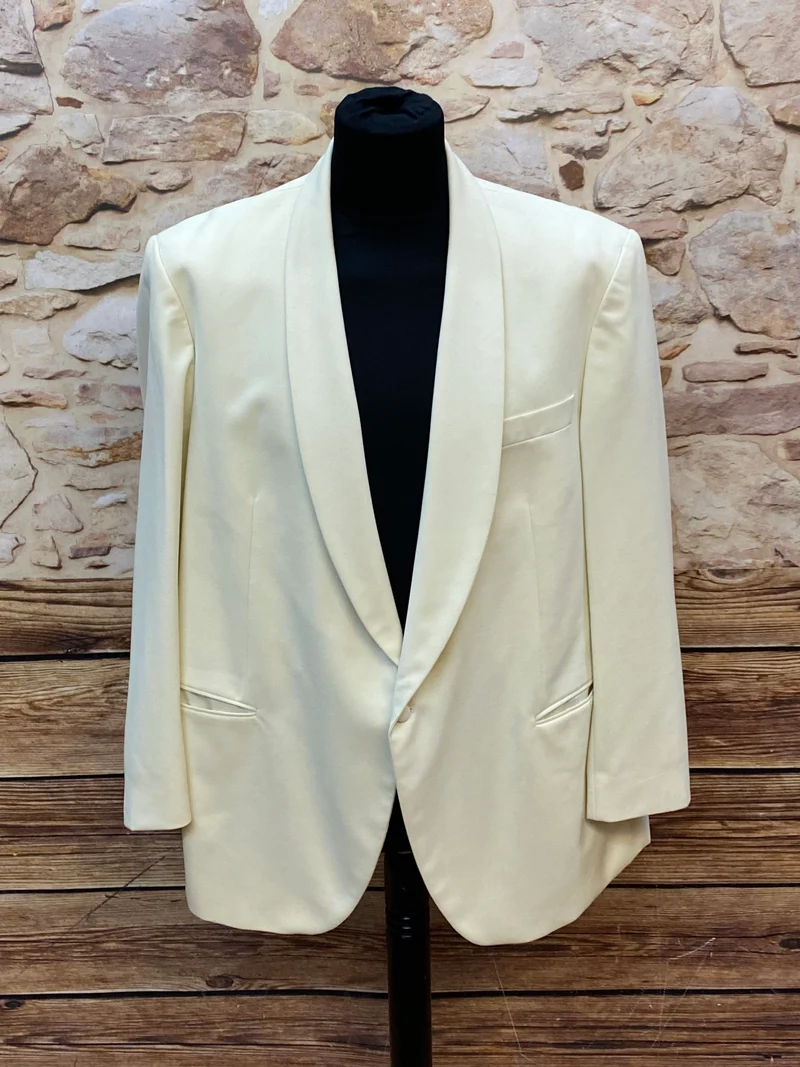 Vintage Dinner Jacket Wilvorst Creme Schurwolle Smoking Sakko Hochzeit Gr. 31