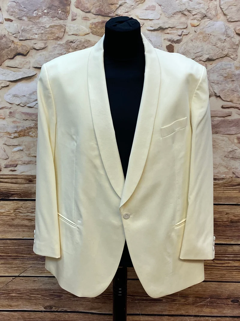 Vintage Dinner Jacket Smoking Sakko Creme Schurwolle Hochzeit Gr. 29