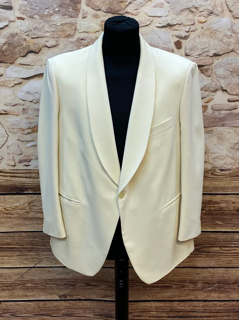 Vintage Dinner Jacket Smoking Sakko Creme Elfenbein Gr. 25 Hochzeit