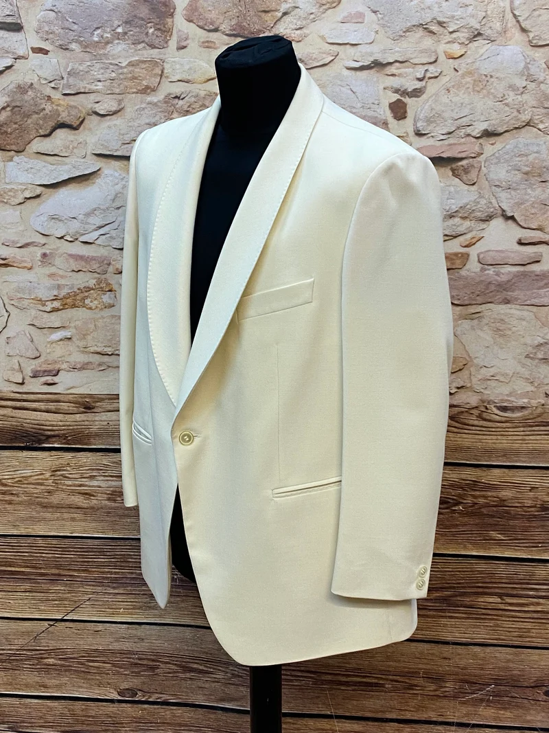 Vintage Dinner Jacket Smoking Sakko Creme Elfenbein Gr. 25 Hochzeit