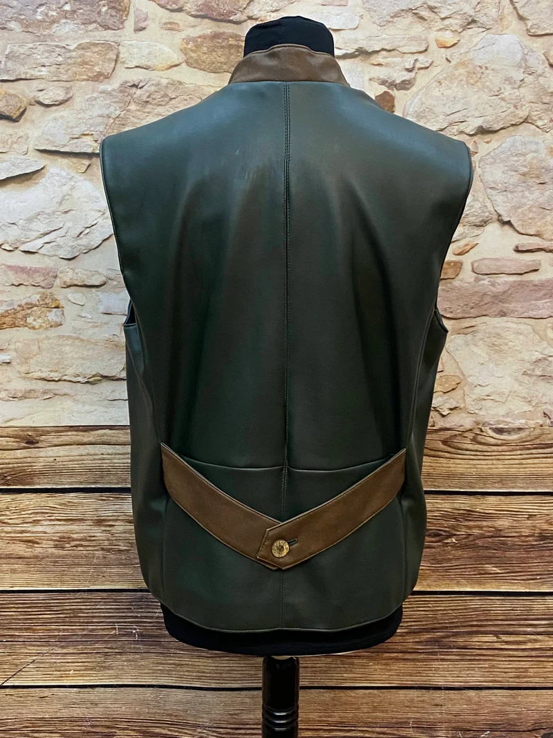 Vintage Trachtenweste Herren Grün Lederlook Gr. 48