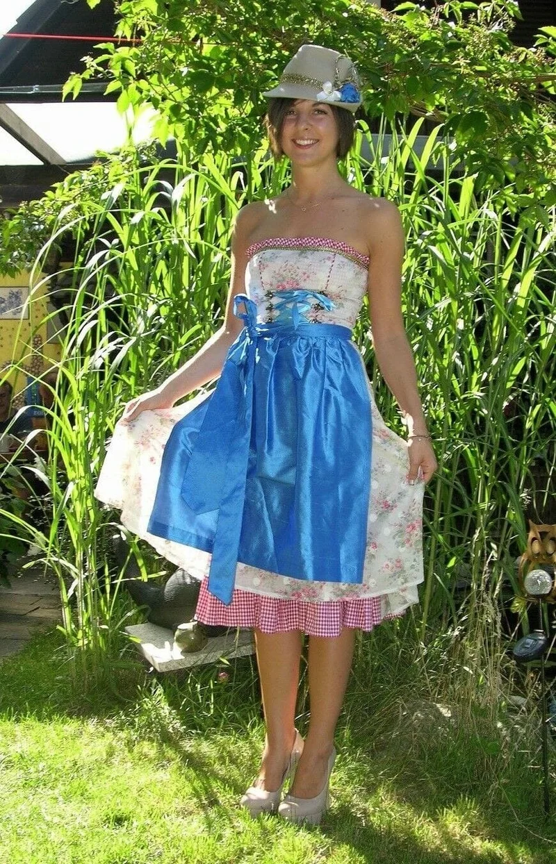 Dirndl Kleid, Bandeau, Ellersdorfer, hell, blau, Midi