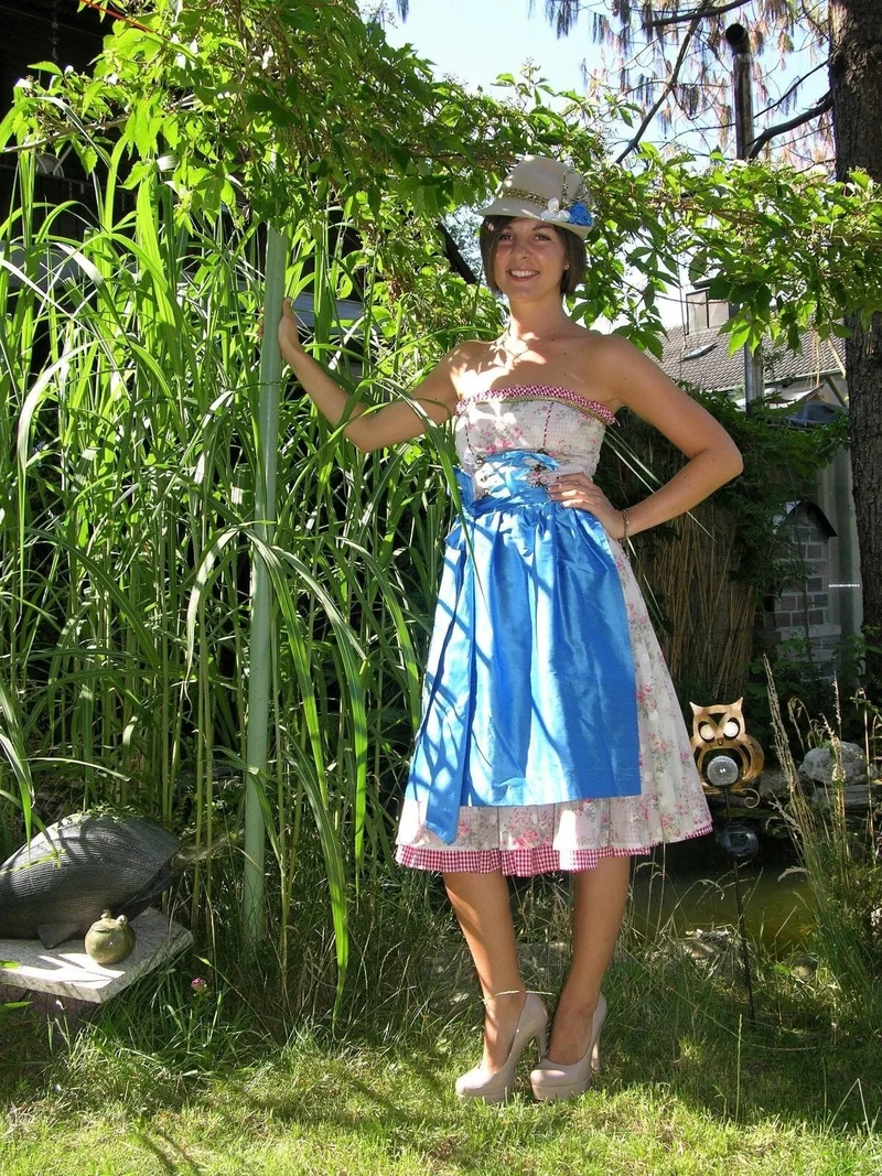 Dirndl Kleid, Bandeau, Ellersdorfer, hell, blau, Midi