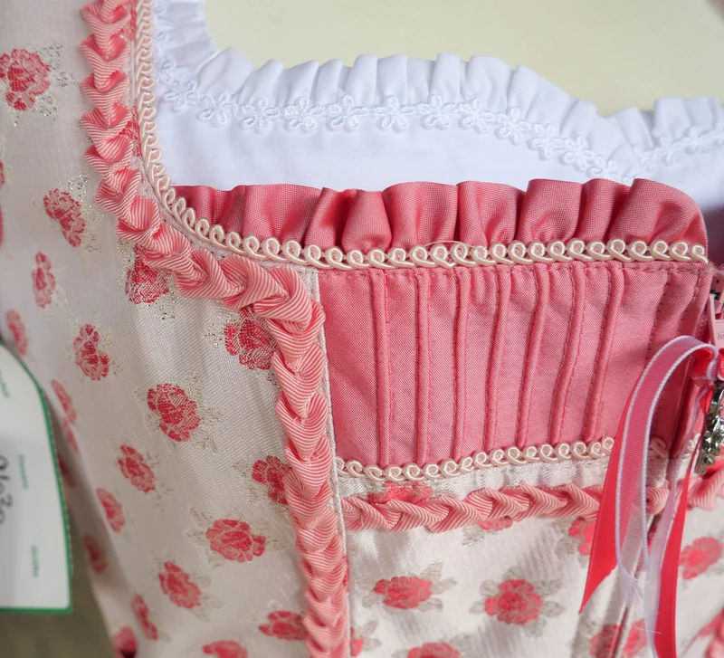 Dirndl Rose, Brautdirndl, weiß, rosa, pink Midi 60 cm