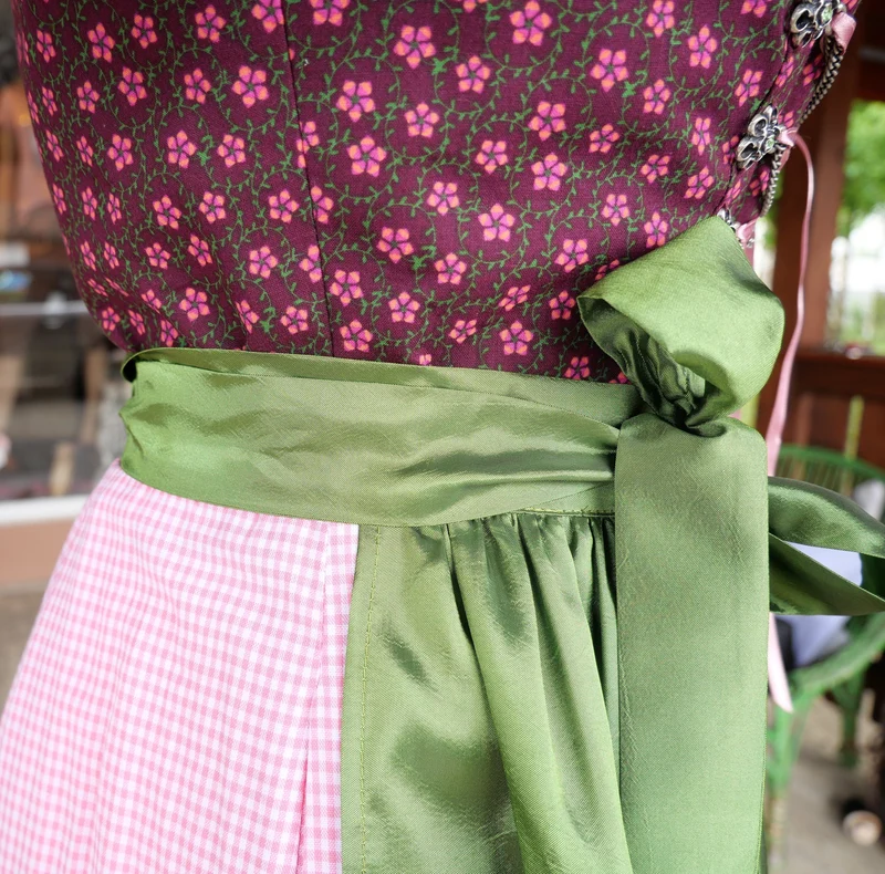 Dirndl Rose, Baumwolle, braun, grün, Midi 60 cm