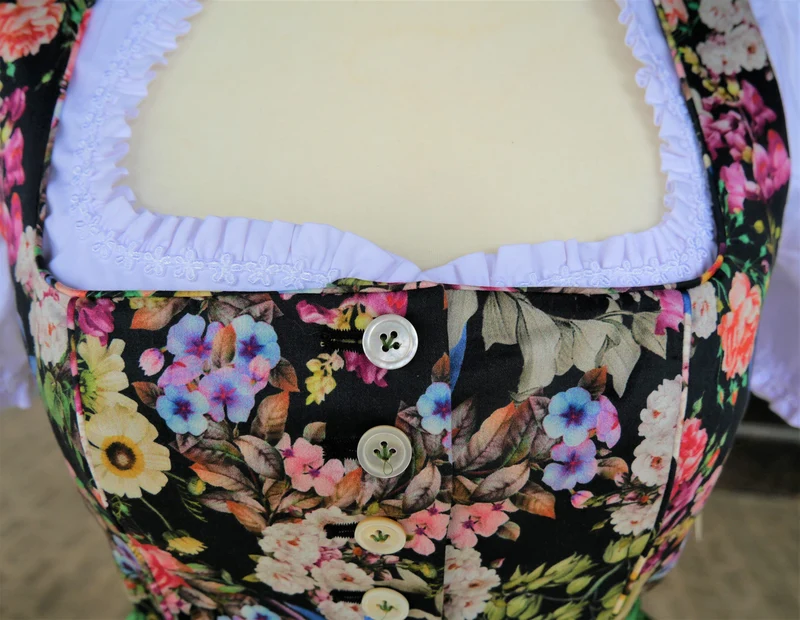 Dirndl Kaiseralm, Sommer, floral, bunt, Midi 65 cm