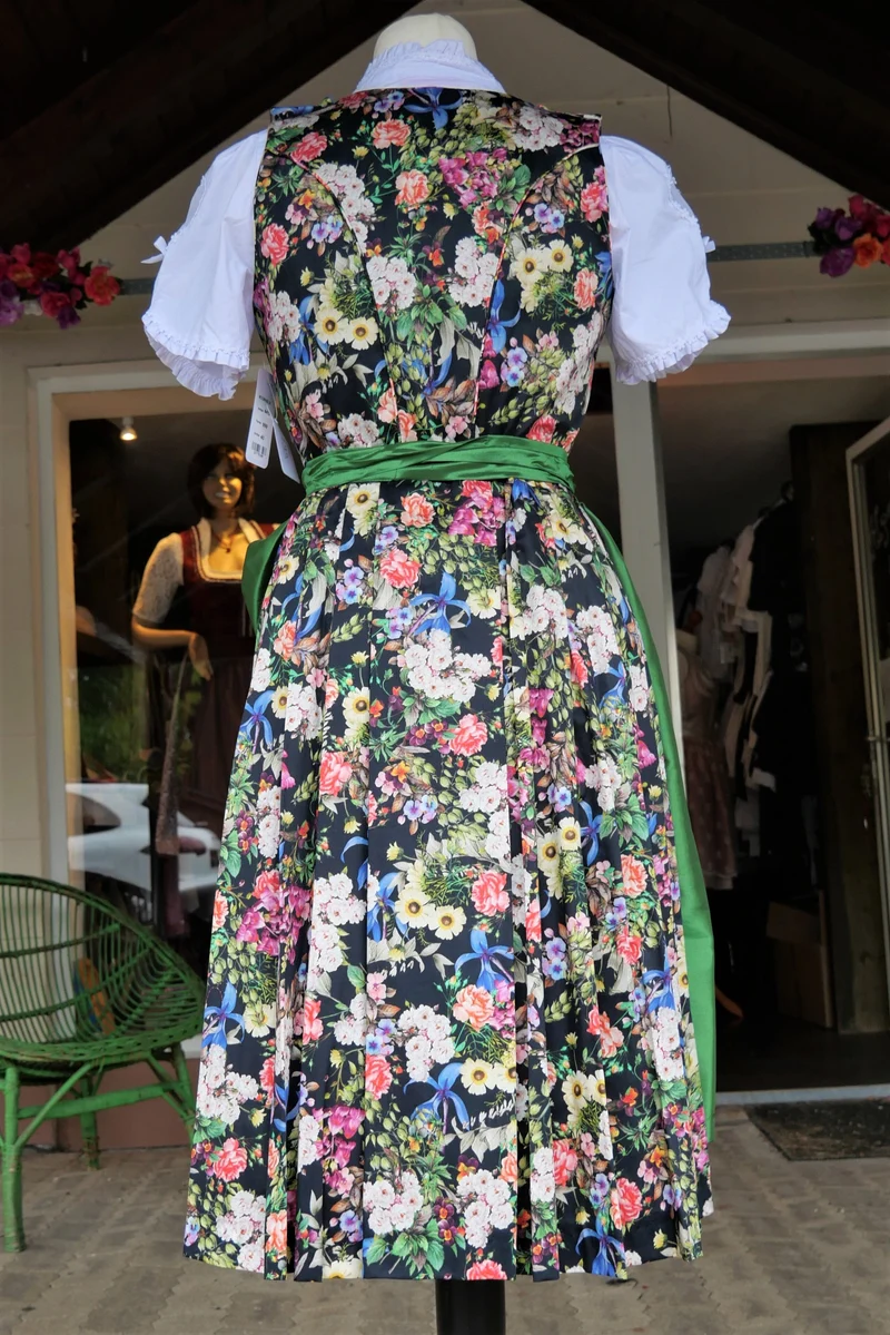 Dirndl Kaiseralm, Sommer, floral, bunt, Midi 65 cm