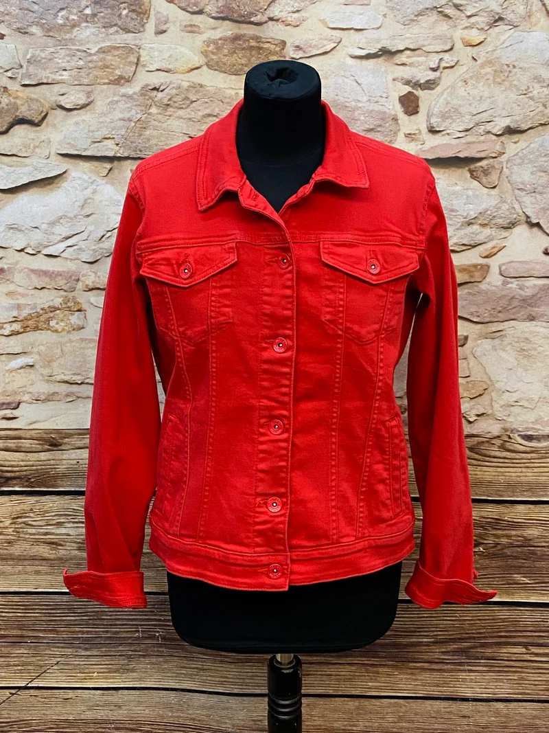 Vintage Jeansjacke Damen Gr. 40 – Roter Denim Klassiker