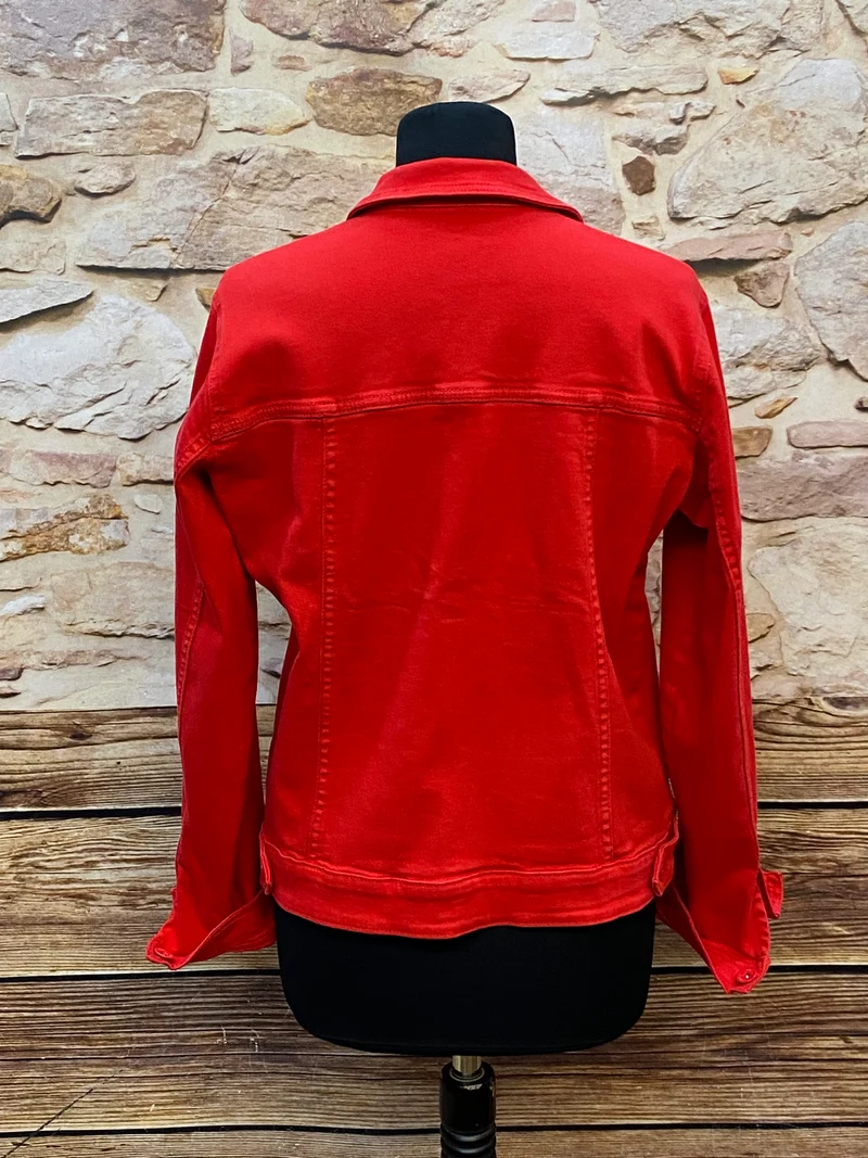 Vintage Jeansjacke Damen Gr. 40 – Roter Denim Klassiker