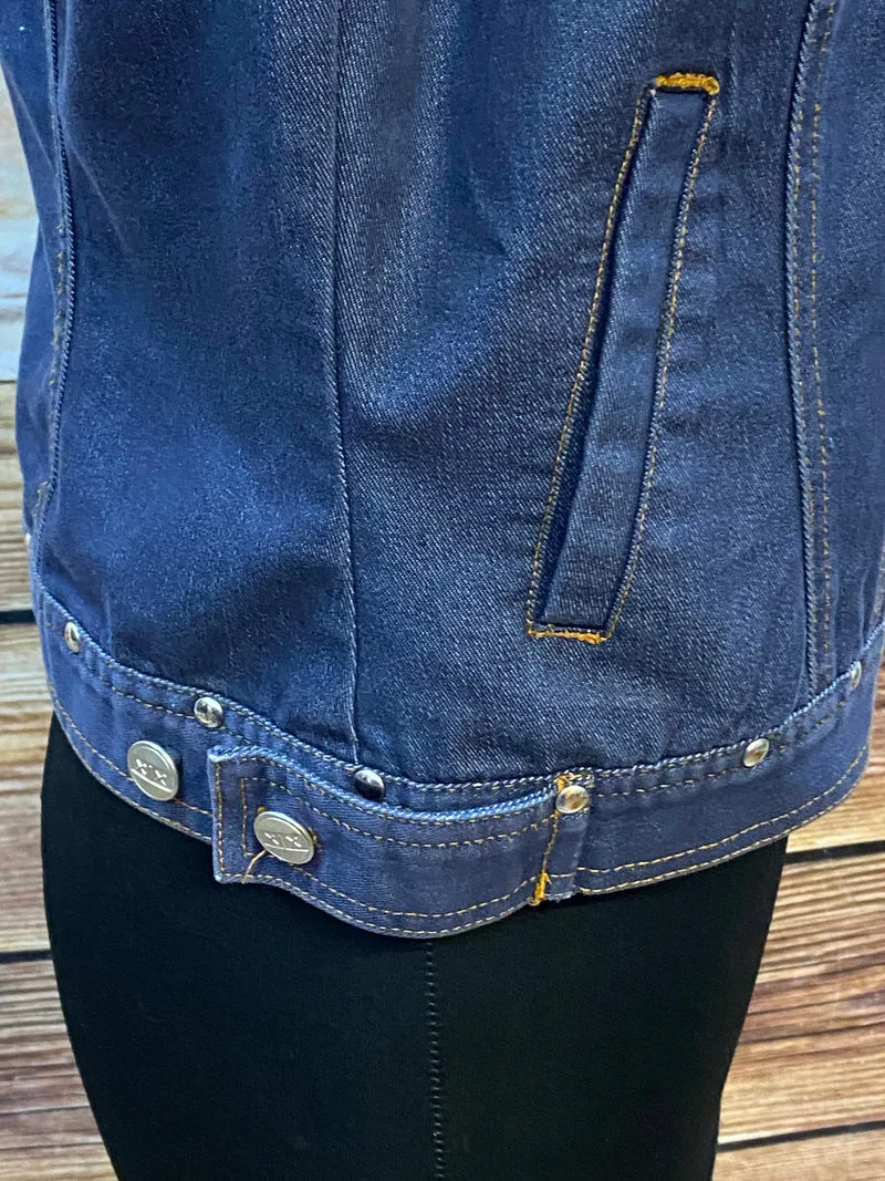 Vintage Jeansjacke Damen Gr. 38 – Dunkelblau mit Nieten Details
