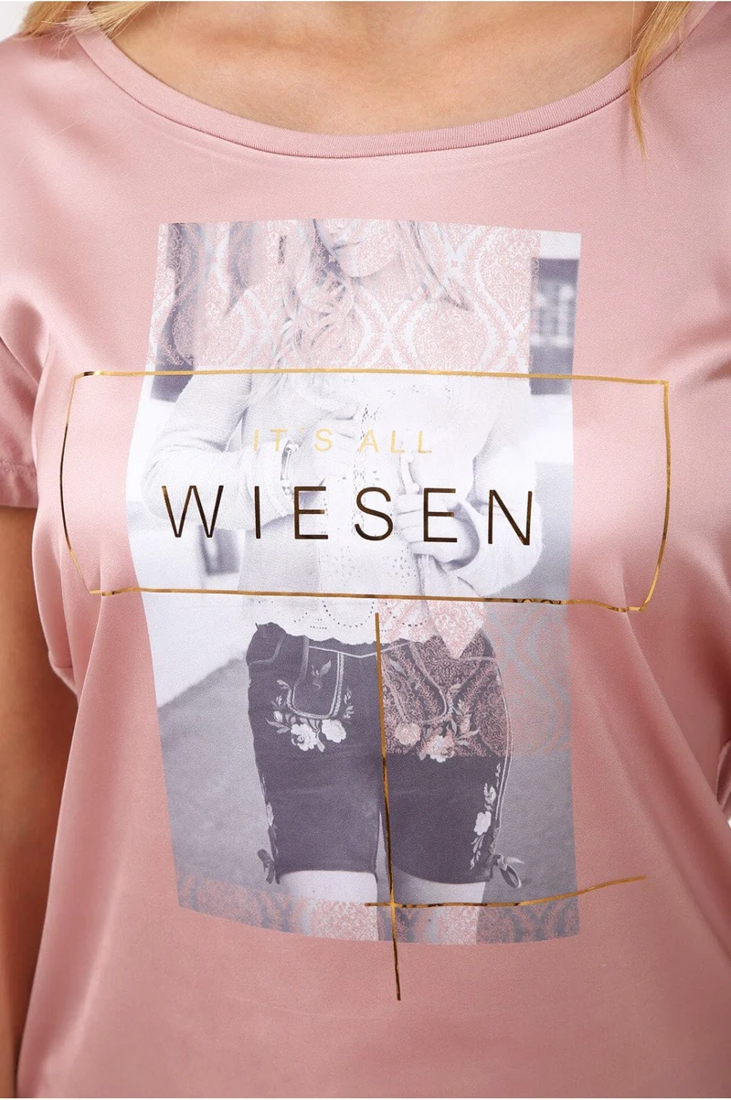 Trachtenshirt, Krüger Madl, Rosé, It's all Wiesen