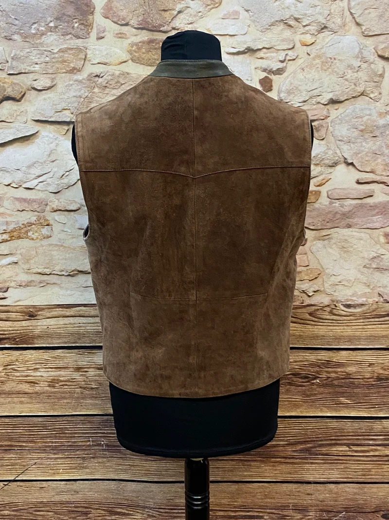 Vintage Leder Trachtenweste Herren braun Gr. 48